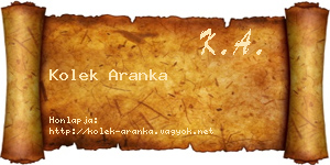 Kolek Aranka névjegykártya
